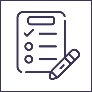 Checklist and pencil icon on black background.